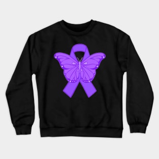 Purple Butterfly Awareness Ribbon Crewneck Sweatshirt